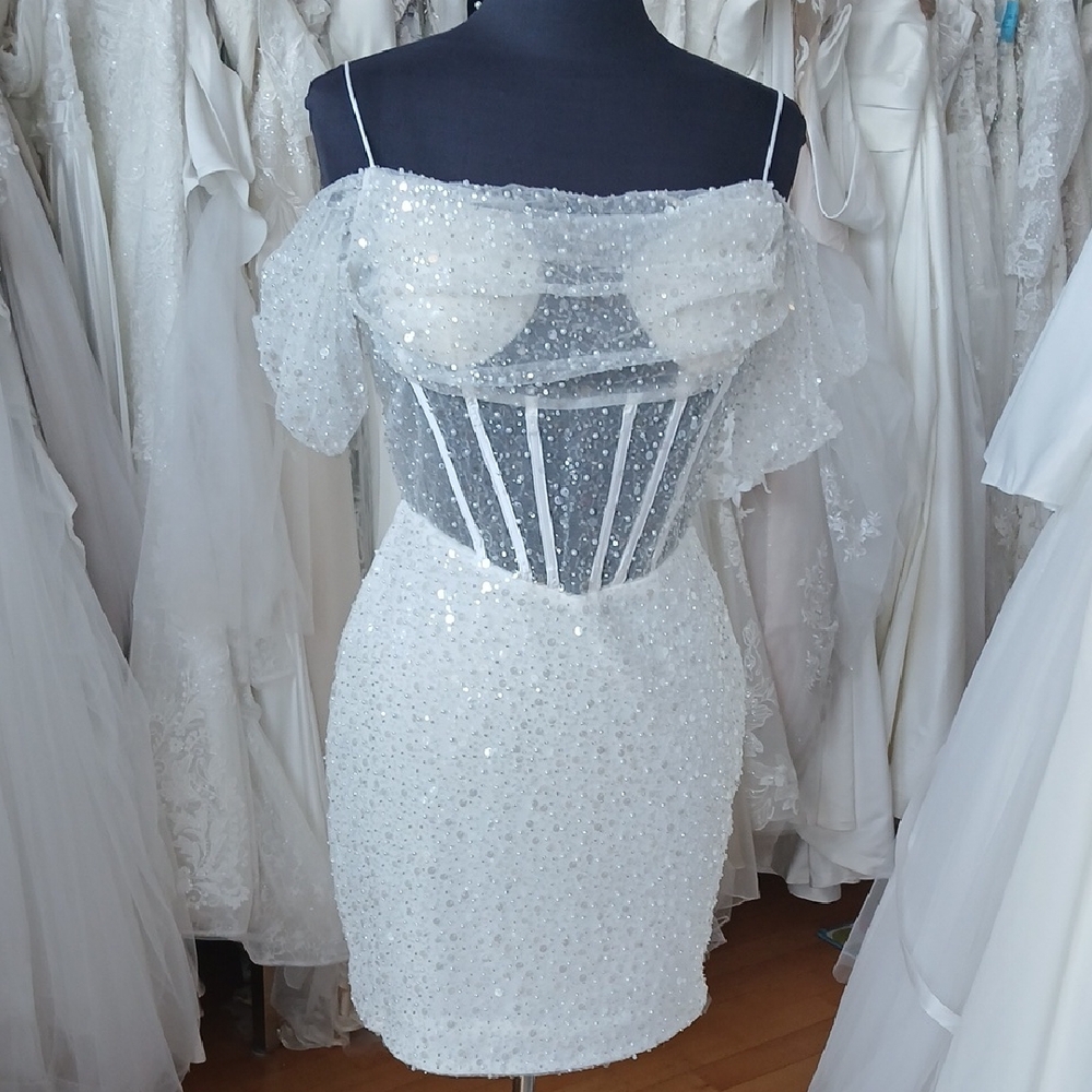 White All Sparkle Off The Shoulder Dress